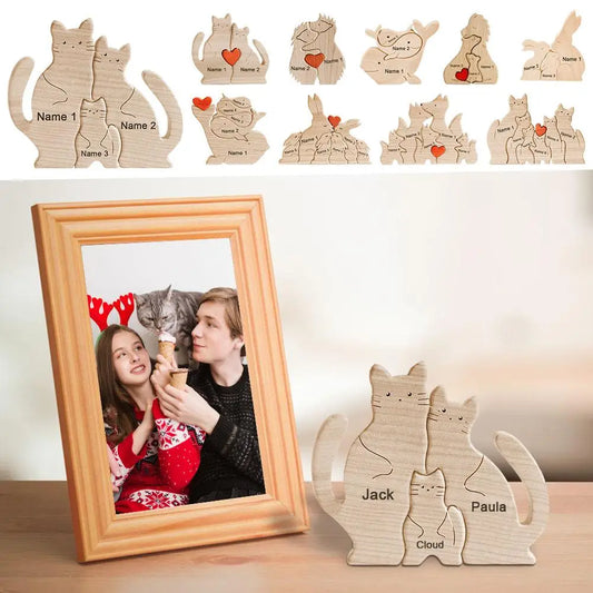 Animal-Themed Custom Family Tree: Personalized Wooden Puzzle Keepsake