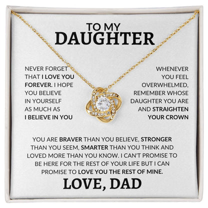 To My Daughter Straighten Your Crown Love Dad Love Knot Necklace