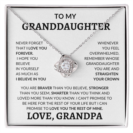 To My GrandDaughter Straighten Your Crown Love Grandpa Love Knot Necklace