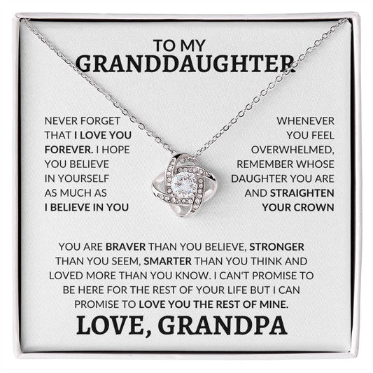 To My Granddaughter Straighten Your Crown Love Grandpa Love Knot Necklace