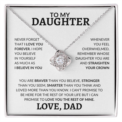 To My Daughter Straighten Your Crown Love Dad Love Knot Necklace