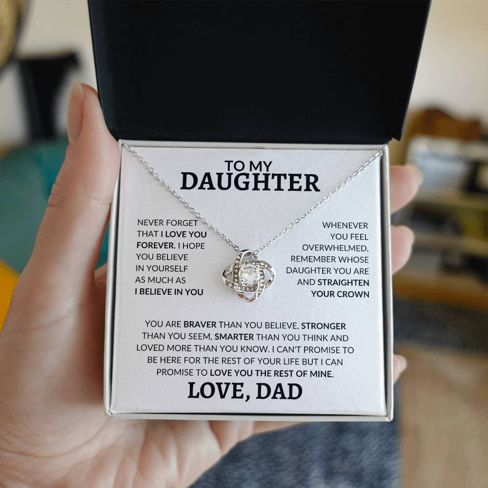 To My Daughter Straighten Your Crown Love Dad Love Knot Necklace