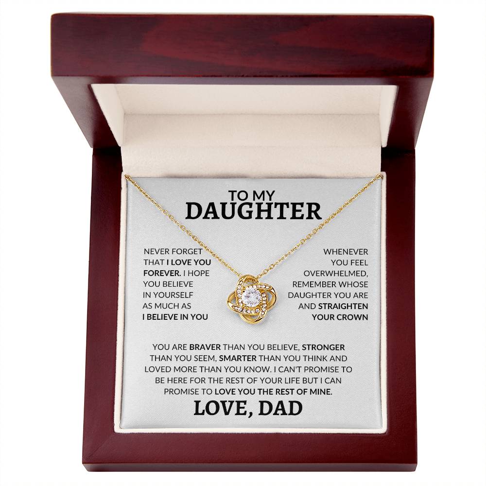 To My Daughter Straighten Your Crown Love Dad Love Knot Necklace