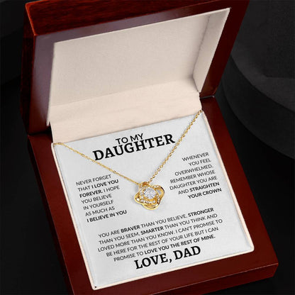 To My Daughter Straighten Your Crown Love Dad Love Knot Necklace