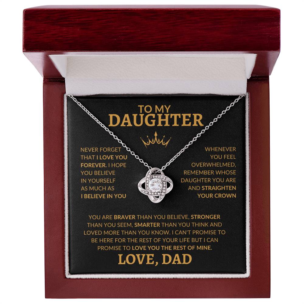 To My Daughter Straighten Your Crown Love Dad Love Knot Necklace