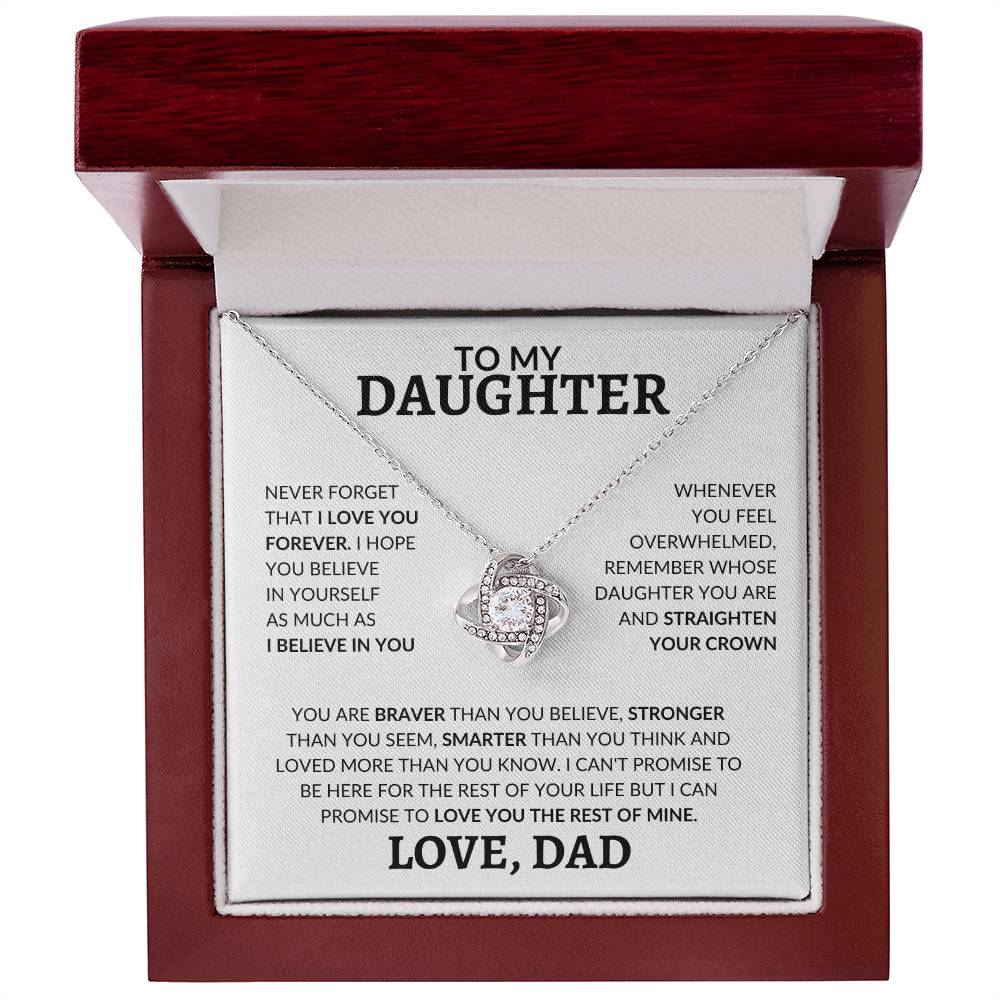 To My Daughter Straighten Your Crown Love Dad Love Knot Necklace