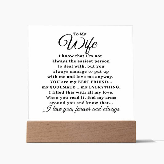 To My Wife "You Are My Bestfriend..." Acrylic Plaque